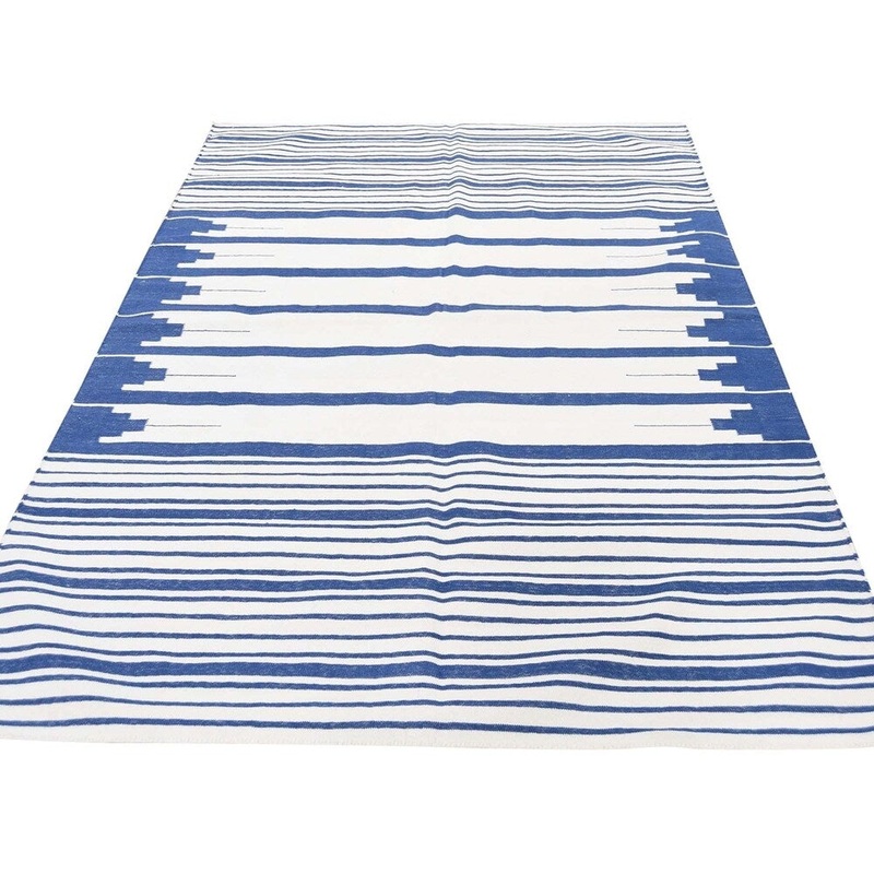 Shahbanu Rugs Pure Cotton Reversible Durie Kilim Oversize Flat Weave Hand Woven Rug (5'0" x 7'1") - 5'0" x 7'1"