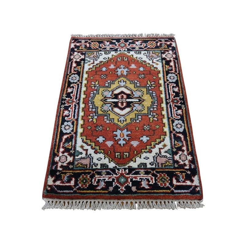 Shahbanu Rugs Pure Wool Hand-Knotted Indo Heriz Oriental Rug (2' x 3'1") - 2'1" x 3'0"