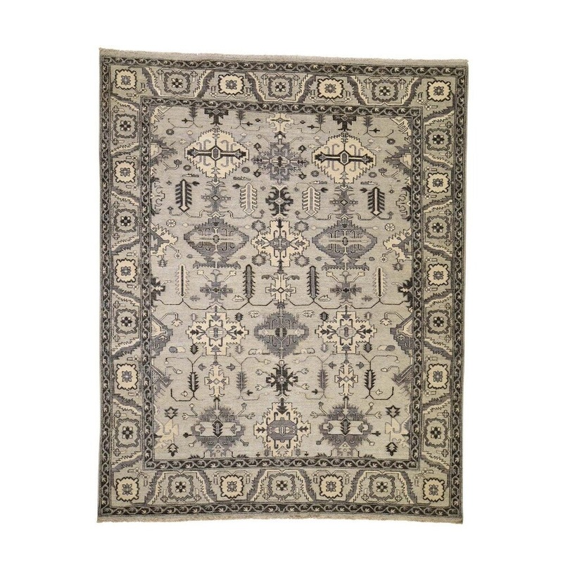 Shahbanu Rugs Textured Pile With Oxidized Wool Hi-Low Hand-Knotted Oriental Rug (8'0" x 10'1") - 8'0" x 10'1"
