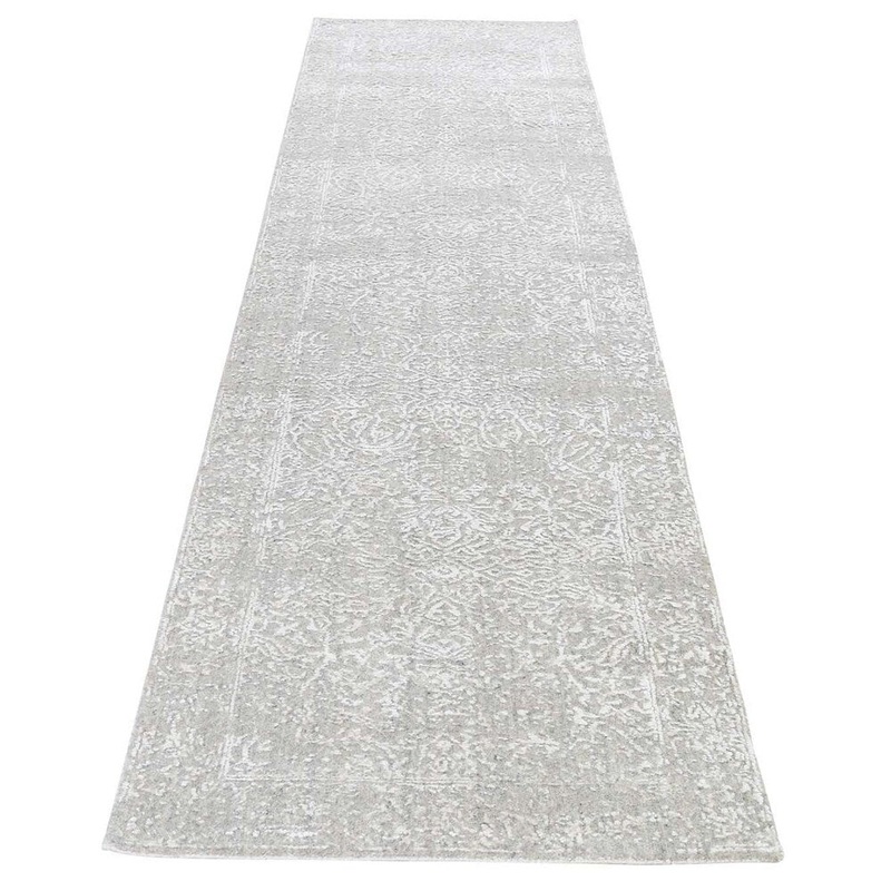 Shahbanu Rugs Tone On Tone Broken Persian Erased Design Runner Hand-Loomed Rug (2'5" x 10'0") - 2'5" x 10'0"