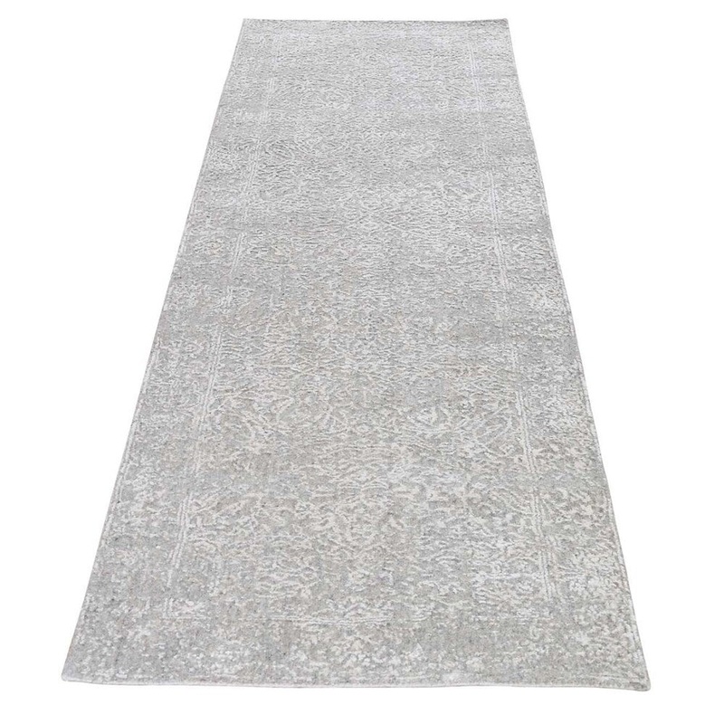 Shahbanu Rugs Turkish Knot Oushak Erased Design Runner Hand-Knotted Pure Wool Rug (2'5" x 10'0") - 2'5" x 10'0"