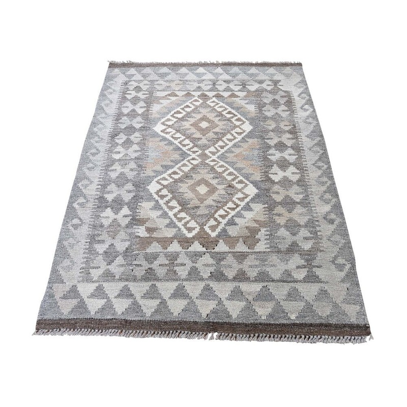 Shahbanu Rugs Undyed Natural Wool Afghan Kilim Reversible Hand Woven Oriental Rug (2'9" x 4'2") - 2'9" x 4'2"