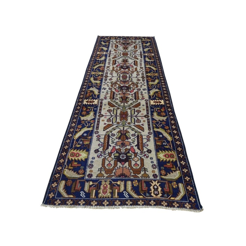 Shahbanu Rugs Afghan Baluch Hand-Knotted Runner Tribal and Geometric Oriental Rug (3'0" x 9'5") - 3'0" x 9'5"