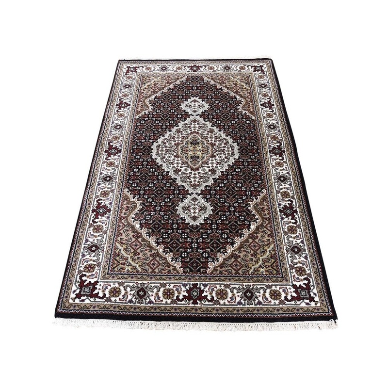 Shahbanu Rugs Hand-Knotted Wool And Silk Tabriz Mahi Design Oriental Rug (3'0" x 5'3") - 3'0" x 5'3"