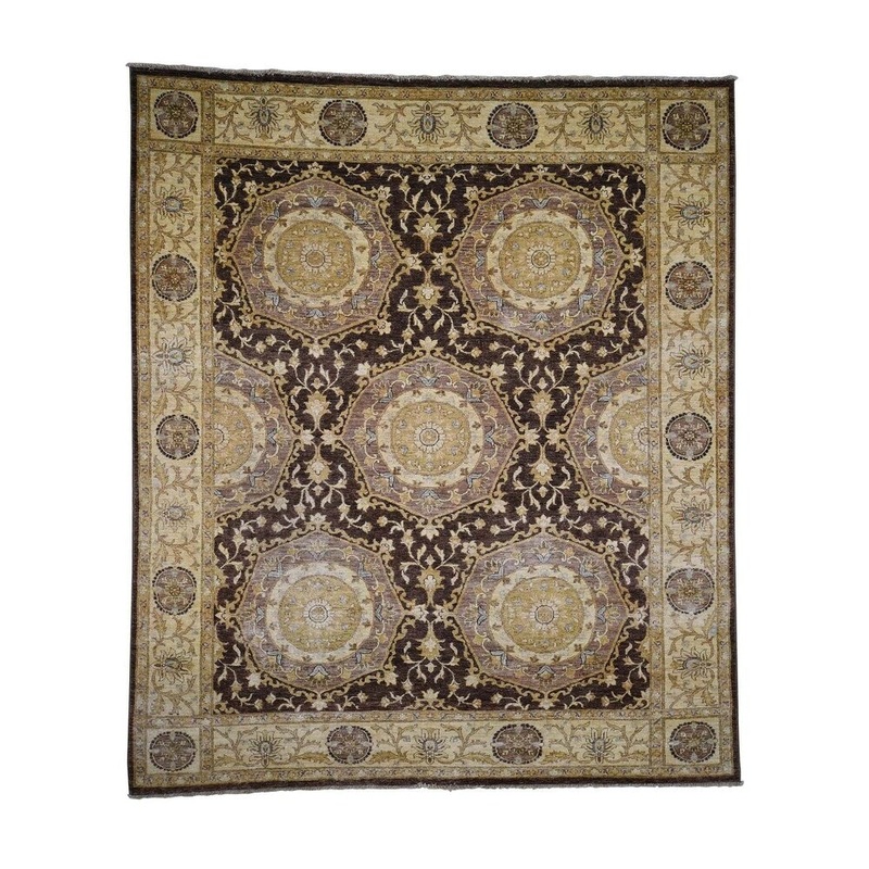 Shahbanu Rugs Peshawar Hand-Knotted Chocolate Brown Rug (8'0" x 9'6") - 8'0" x 9'9"