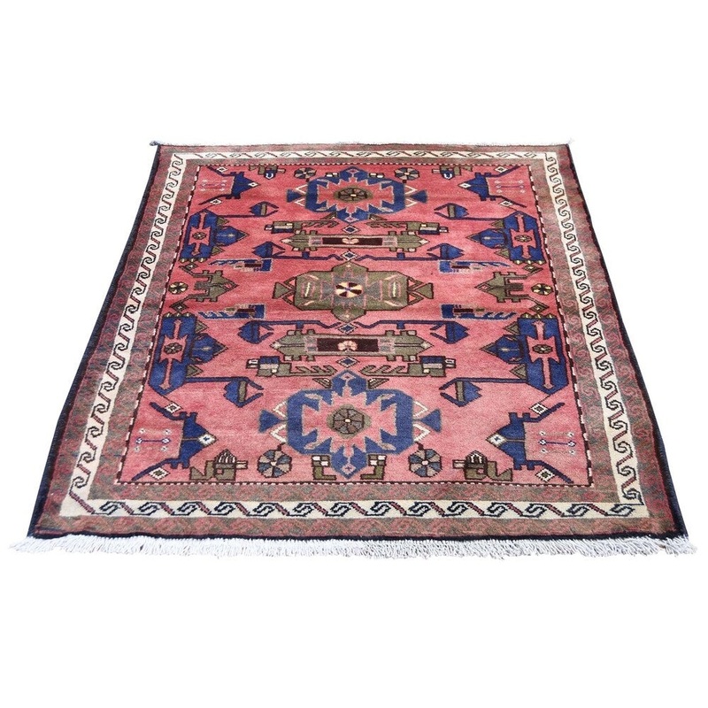Shahbanu Rugs Vintage Bohemian Persian Lilahan Pink Pure Wool Hand-Knotted Rug (3'5" x 4'7") - 3'5" x 4'7"
